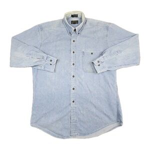 Vintage Ralph Lauren Chaps Denim Shirt Made in Korea Button-Up 100% Cotton